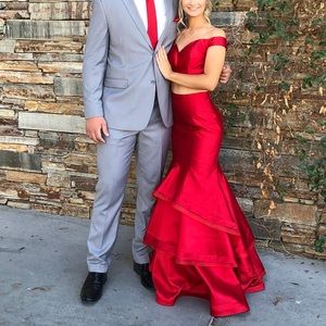 Red two peice prom dress
